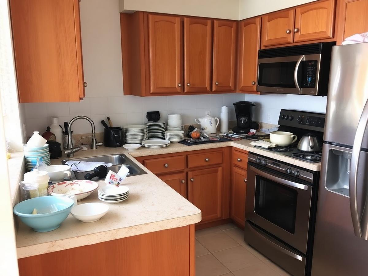 Kitchen Reset before cleaning