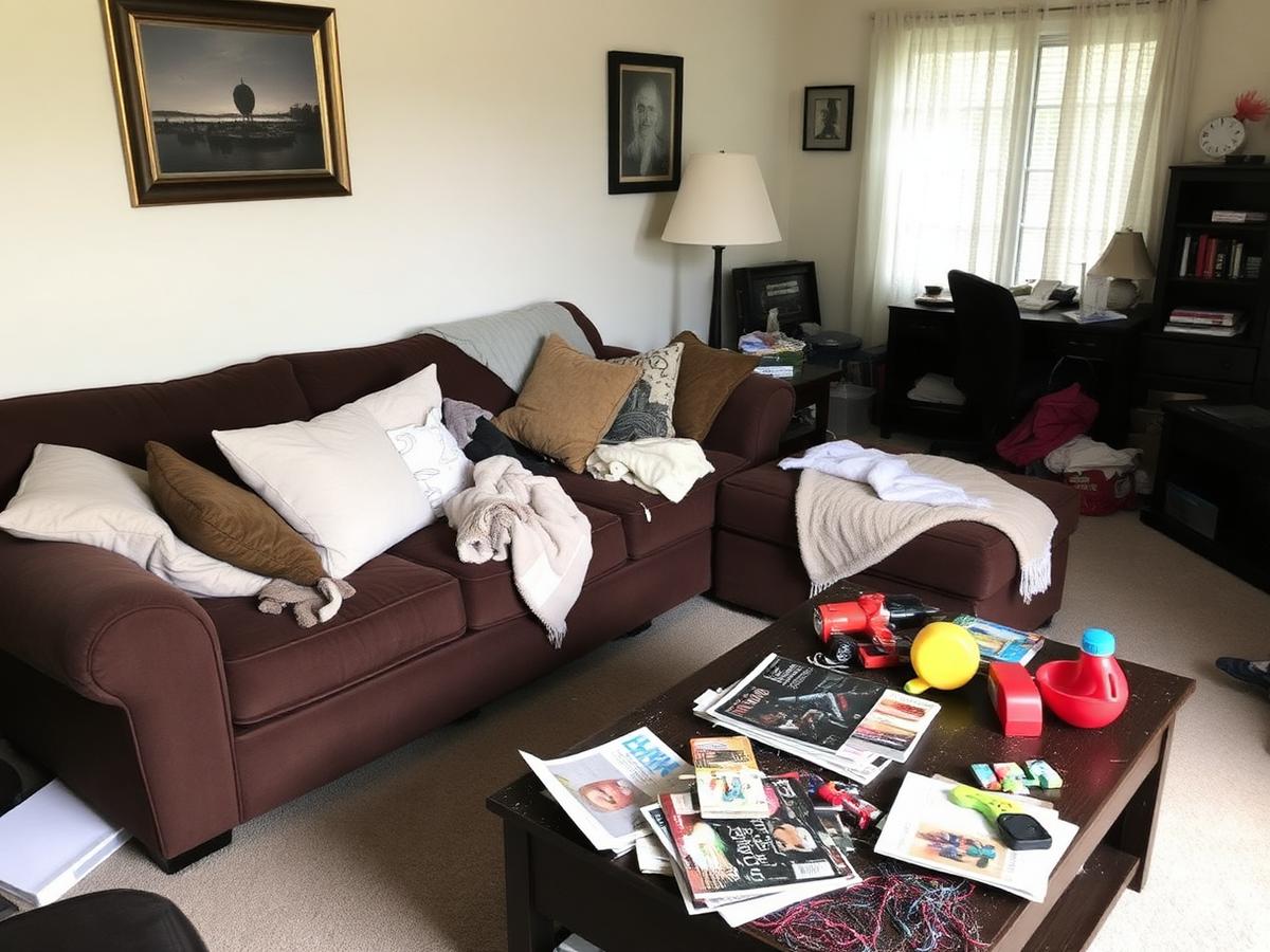Family Living Room before cleaning
